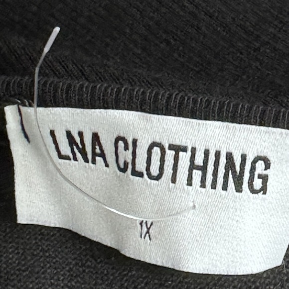 NWT‎ LNA Clothing Women's Size 1X Slade Heavy Rib One Shoulder Bodysuit Black - Picture 7 of 8